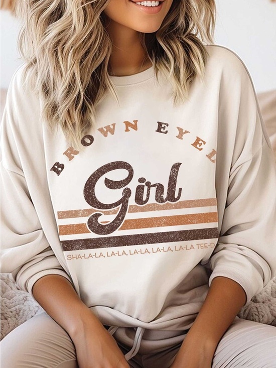 Boutique Exclusive Tops - Brown Eyed Girl Cream Graphic Sweatshirt 👁️ with chestnut, caramel warm tones🍮👜🌰